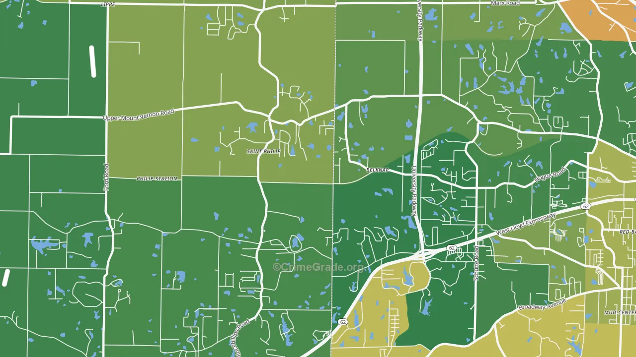 St. Philip, IN Map of Burglary Rates