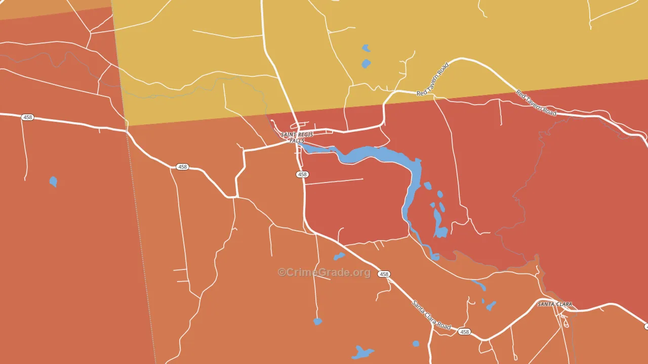St. Regis Falls, NY Map of Burglary Rates