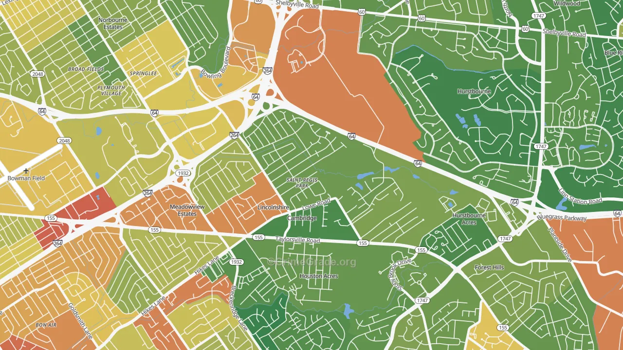 St. Regis Park, KY Map of Burglary Rates