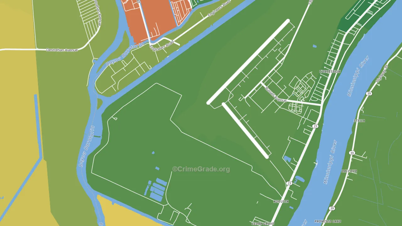 St. Rosalie, LA Map of Burglary Rates