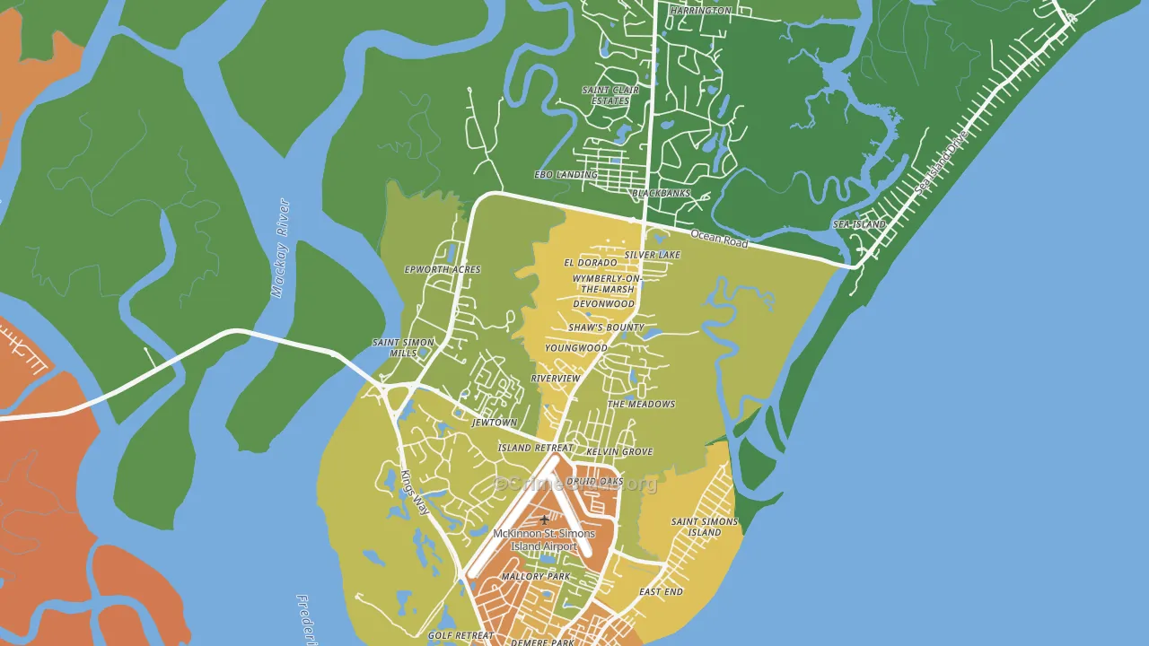 St. Simons, GA Map of Burglary Rates