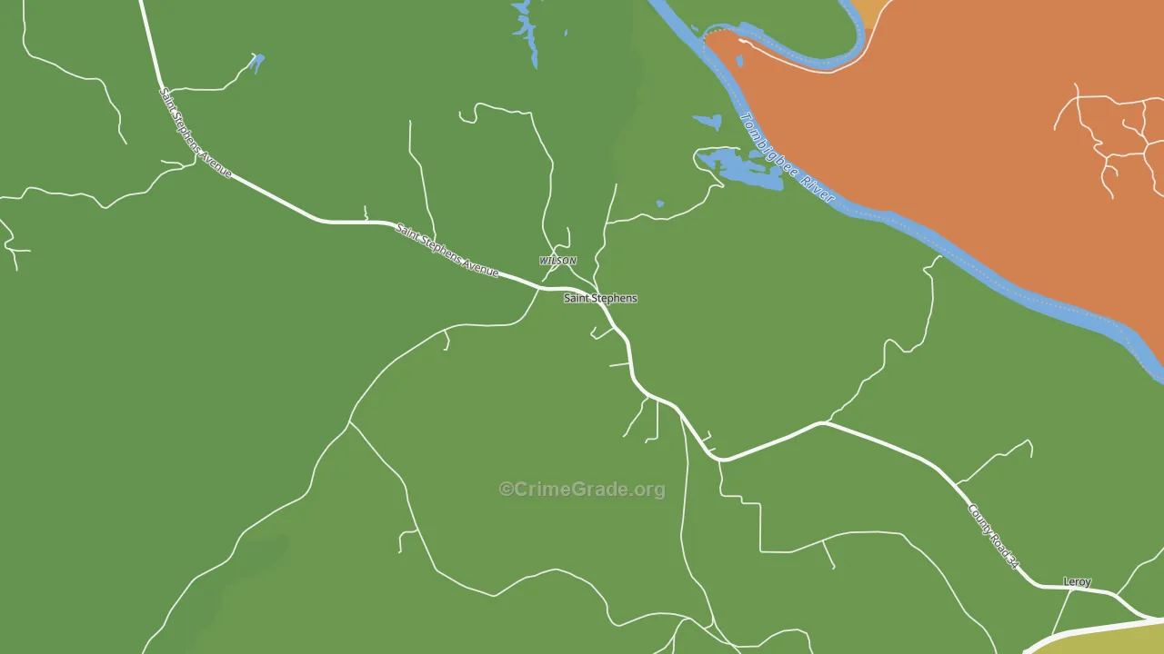 St. Stephens, AL Map of Burglary Rates