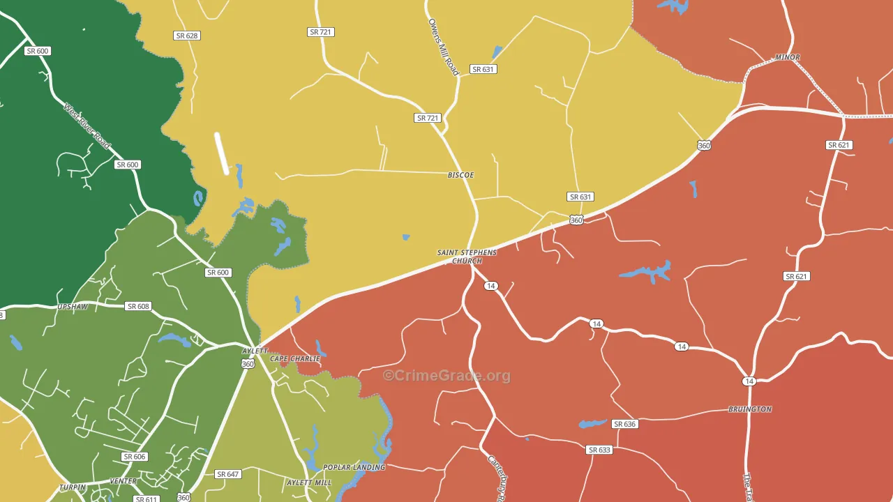 St. Stephens Church, VA Map of Burglary Rates