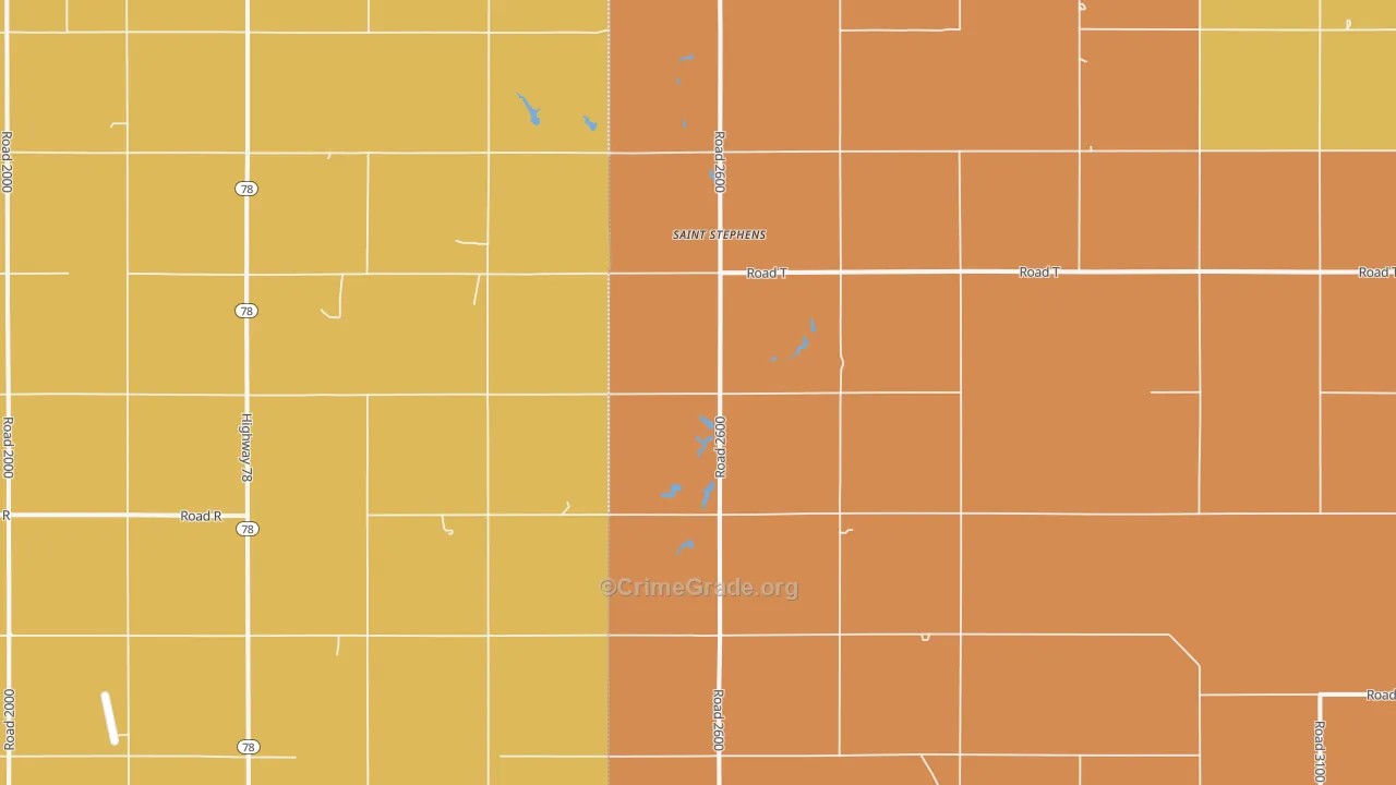 St. Stephens, NE Map of Burglary Rates