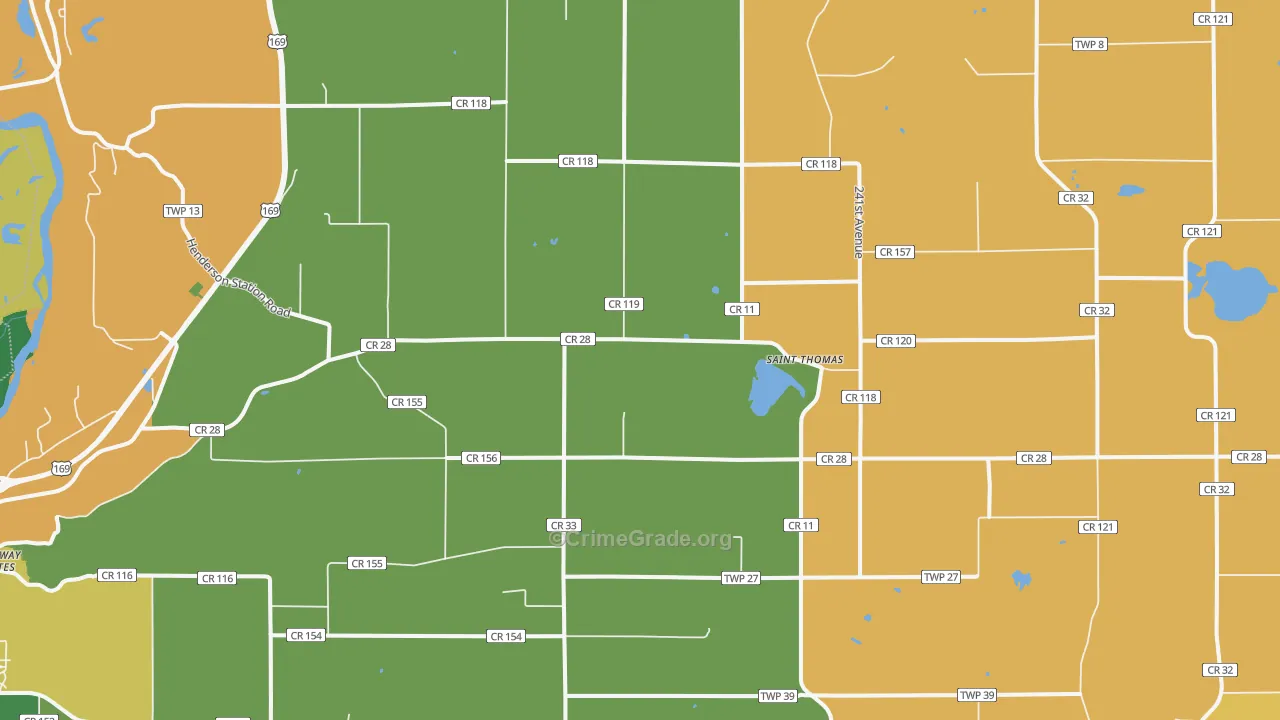 St. Thomas, MN Map of Burglary Rates