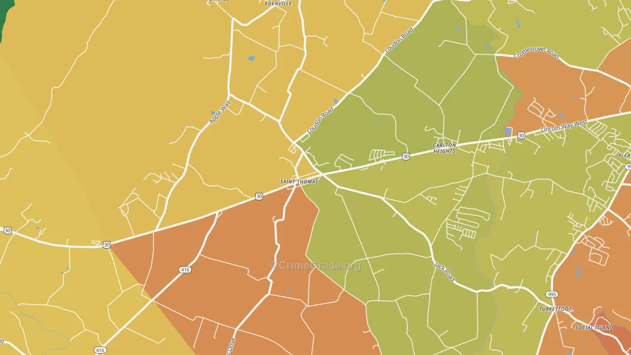 St. Thomas, PA Map of Burglary Rates