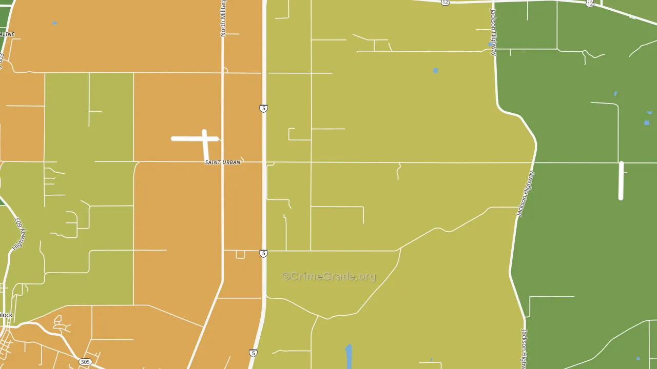 St. Urbans, WA Map of Burglary Rates