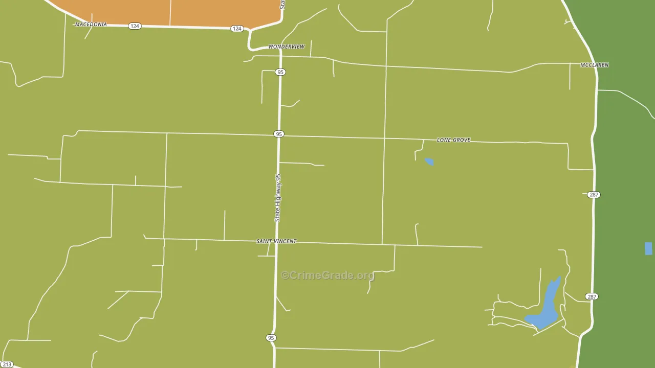 St. Vincent, AR Map of Burglary Rates