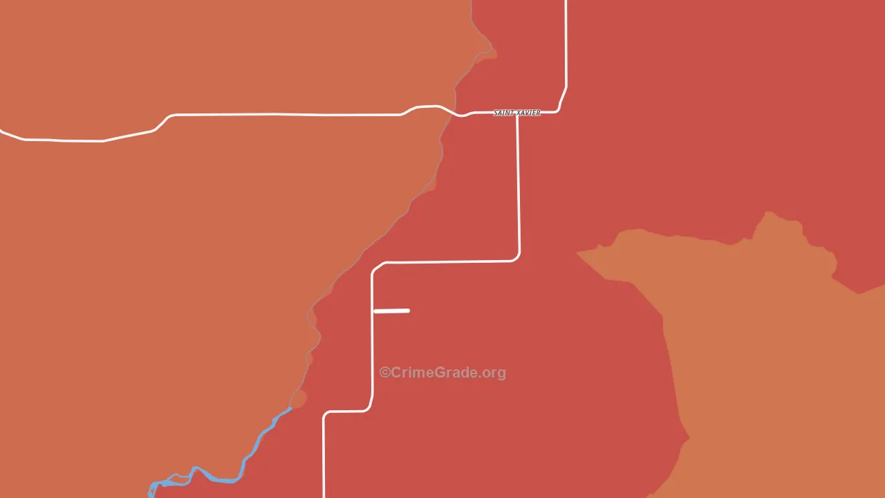 St. Xavier, MT Map of Burglary Rates