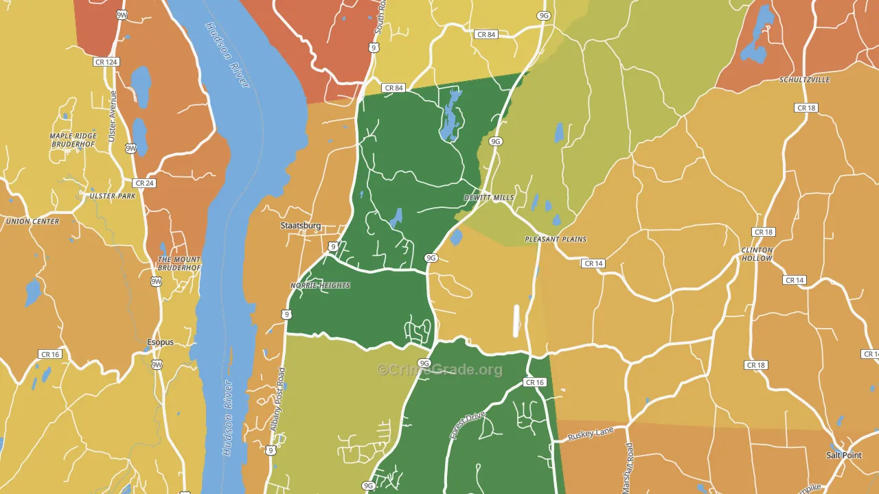 Staatsburg, NY Map of Burglary Rates