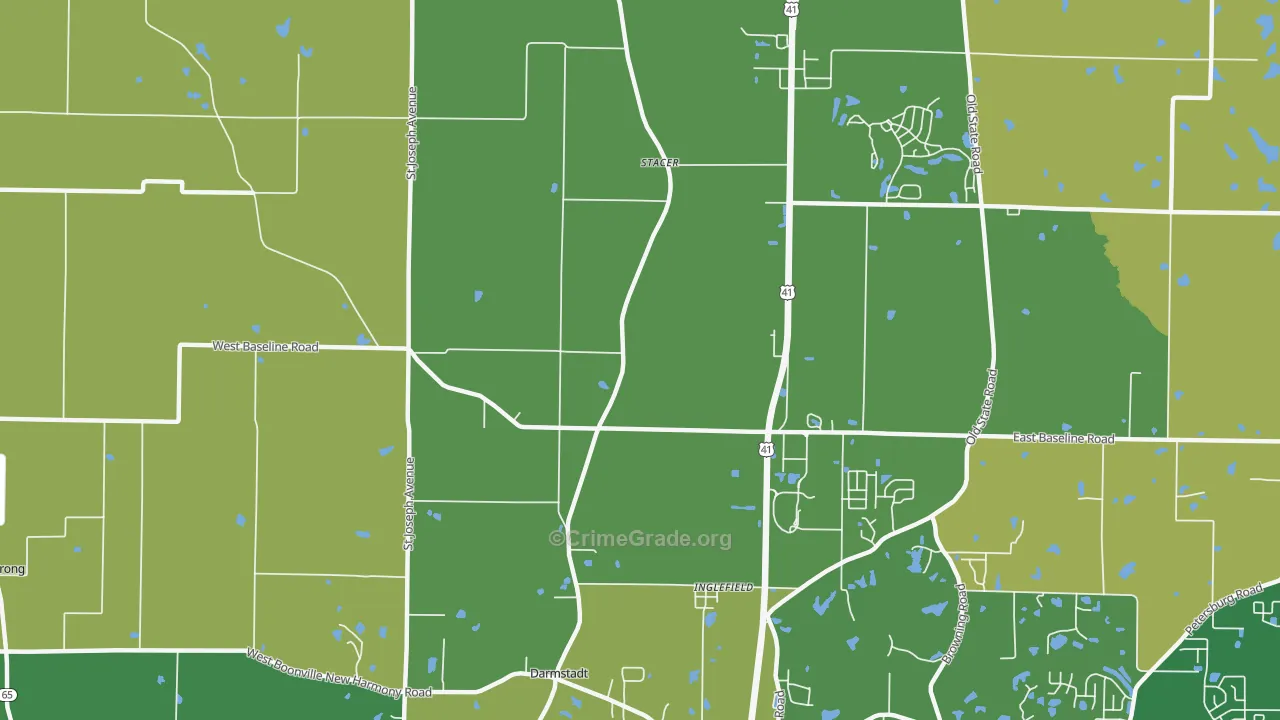 Stacer, IN Map of Burglary Rates