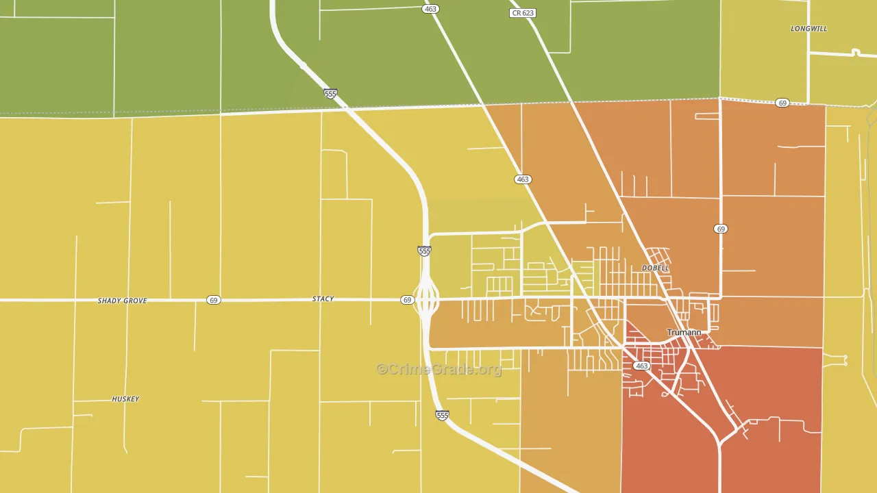 Stacy, AR Map of Burglary Rates