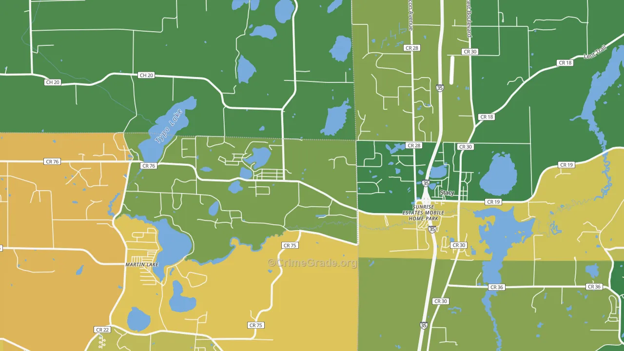 Stacy, MN Map of Burglary Rates