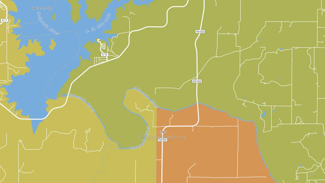 Stacy, TX Map of Burglary Rates