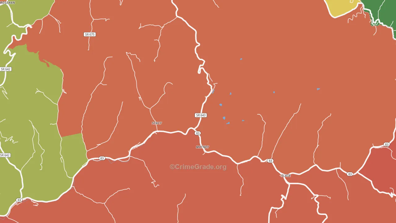 Stacy, VA Map of Burglary Rates