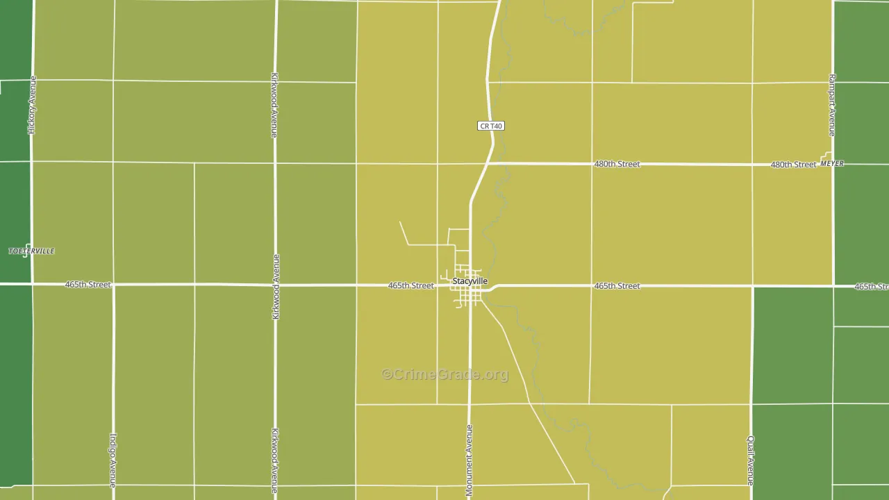 Stacyville, IA Map of Burglary Rates