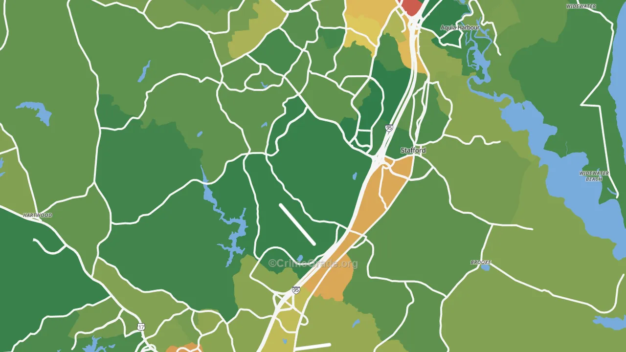 Stafford County, VA Map of Burglary Rates