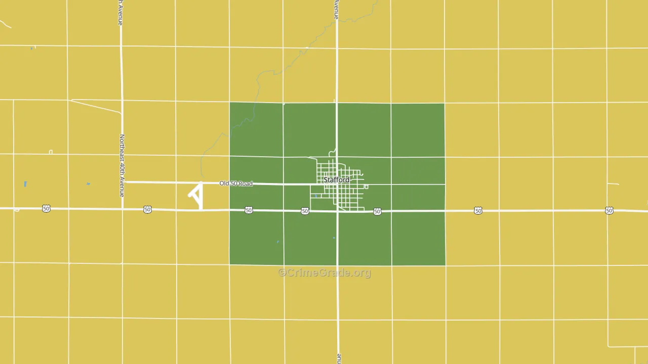 Stafford, KS Map of Burglary Rates