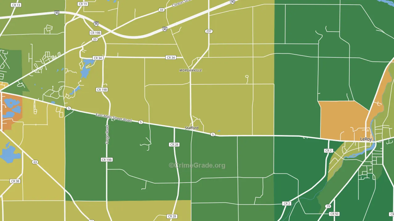 Stafford, NY Map of Burglary Rates