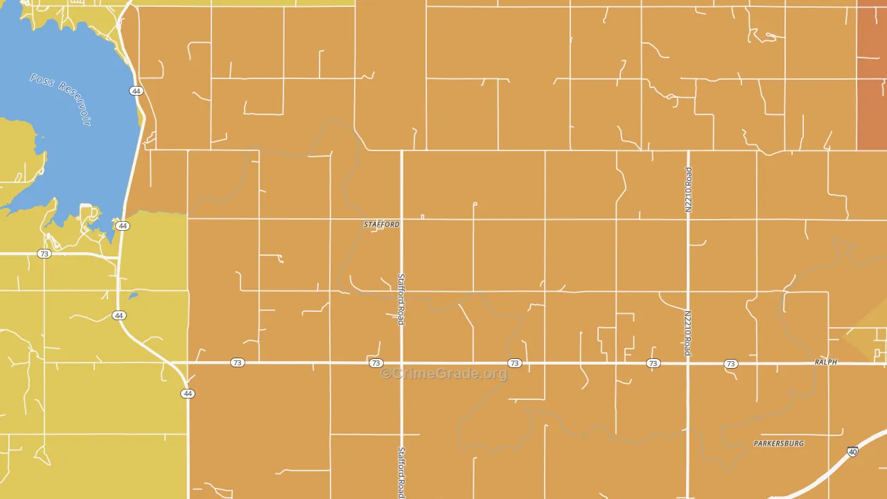 Stafford, OK Map of Burglary Rates
