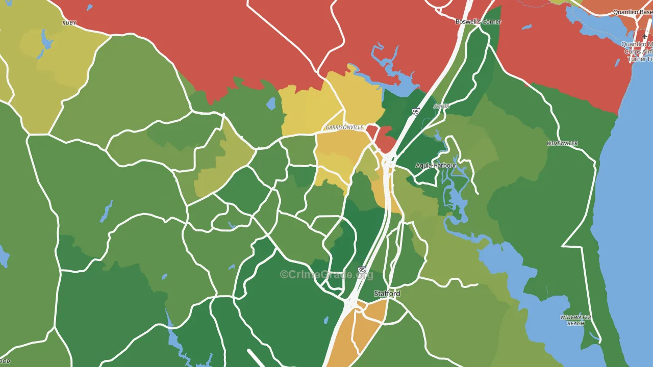 Stafford, VA Map of Burglary Rates