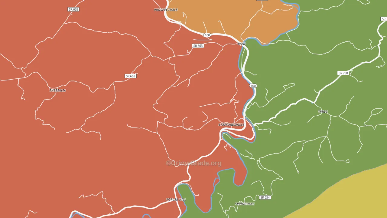 Staffordsville, VA Map of Burglary Rates