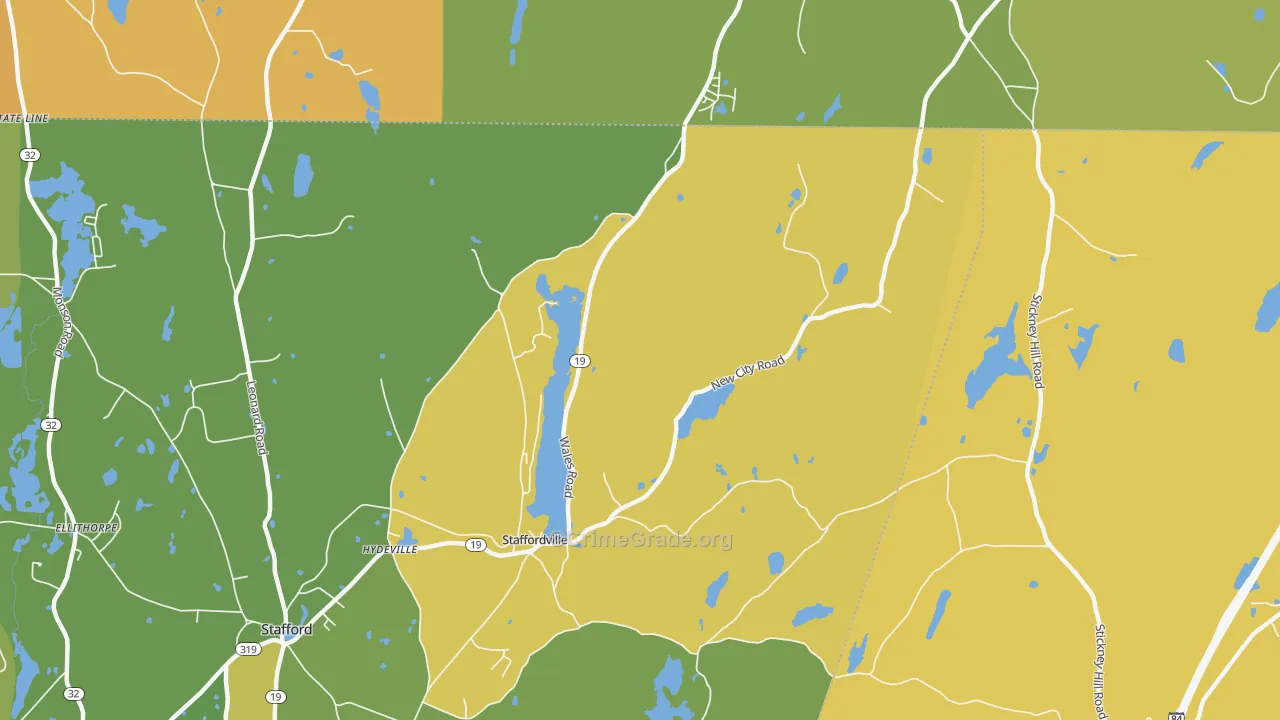 Staffordville, CT Map of Burglary Rates