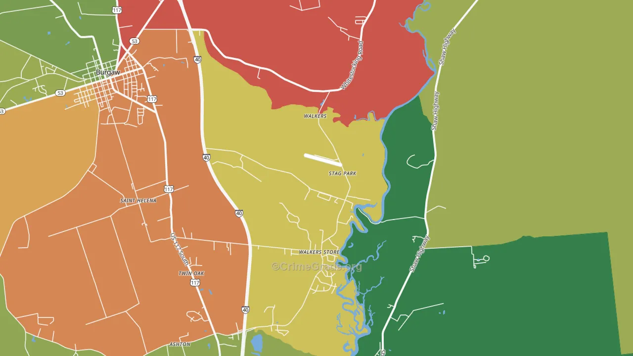Stag Park, NC Map of Burglary Rates