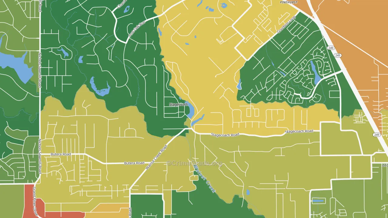 Stagecoach, TX Map of Burglary Rates