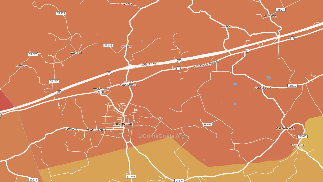 Staley Crossroads, VA Map of Burglary Rates