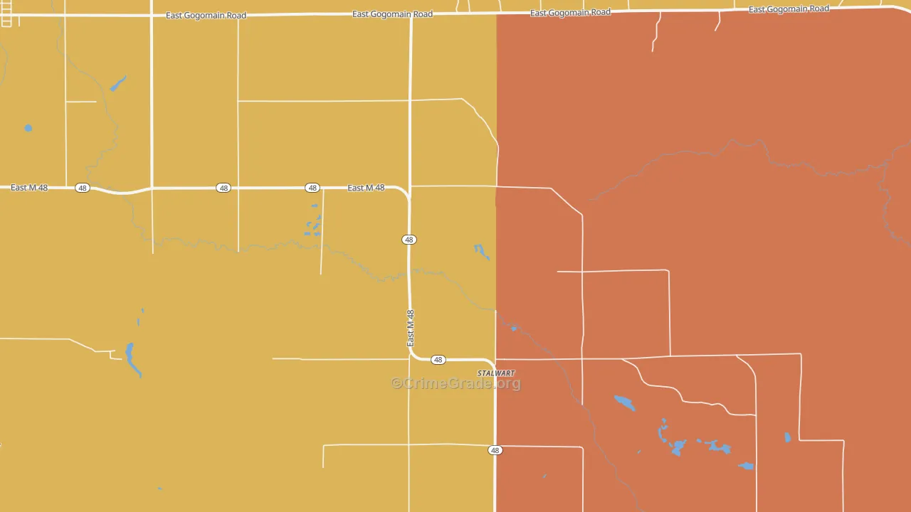 Stalwart, MI Map of Burglary Rates