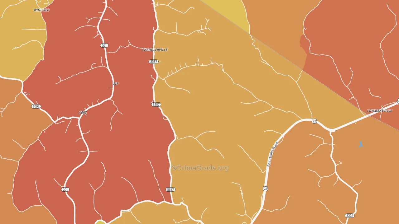Stambaugh, KY Map of Burglary Rates