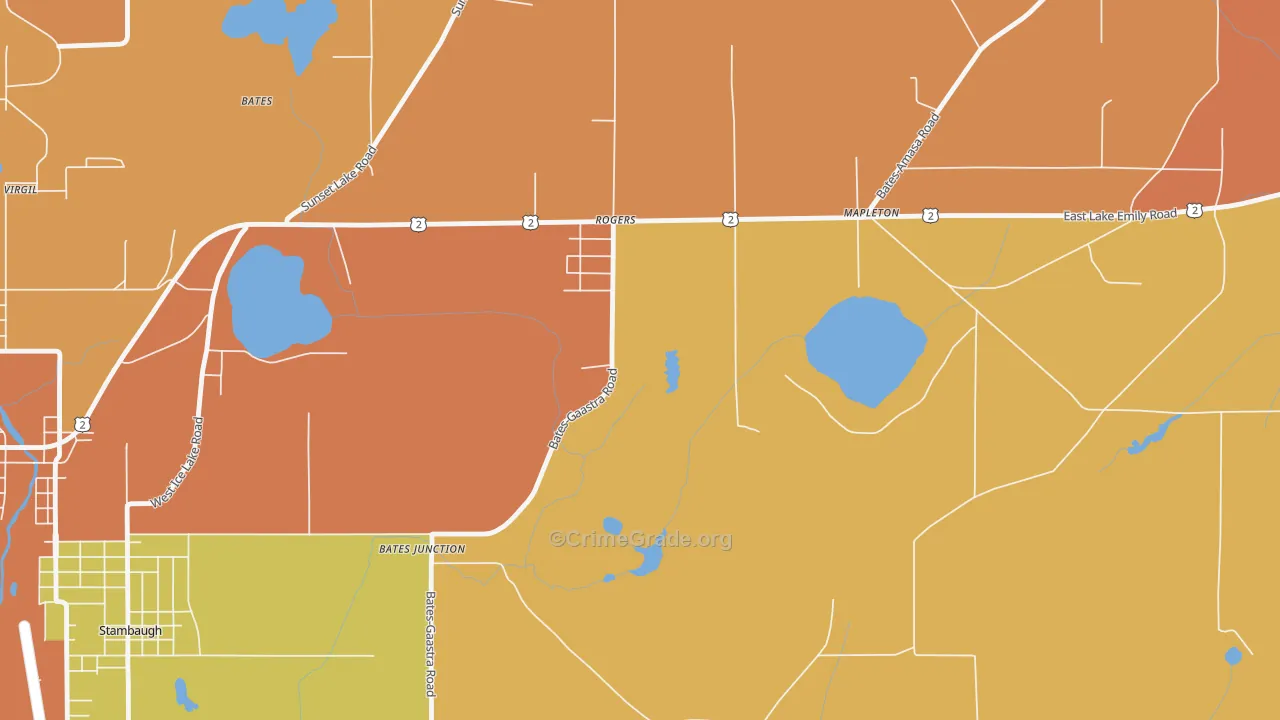 Stambaugh, MI Map of Burglary Rates
