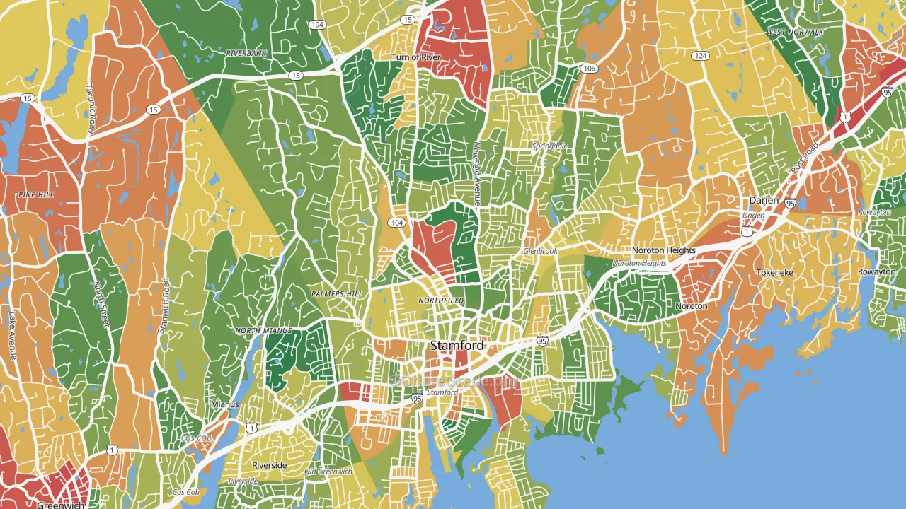 Stamford, CT Map of Burglary Rates