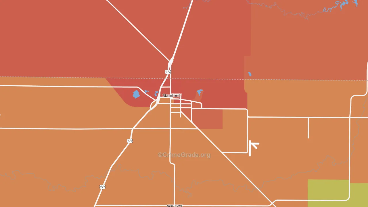 Stamford, TX Map of Burglary Rates