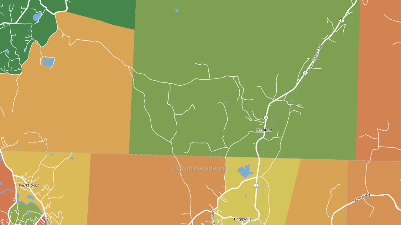 Stamford, VT Map of Burglary Rates