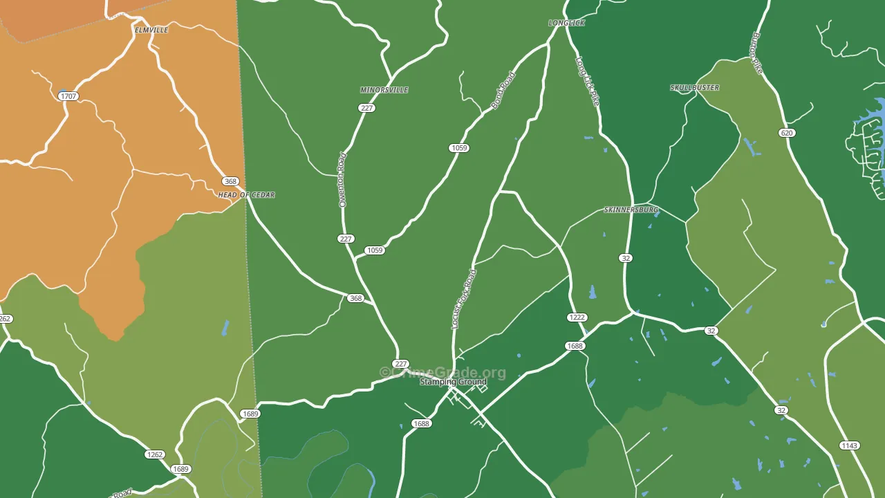 Stamping Ground, KY Map of Burglary Rates