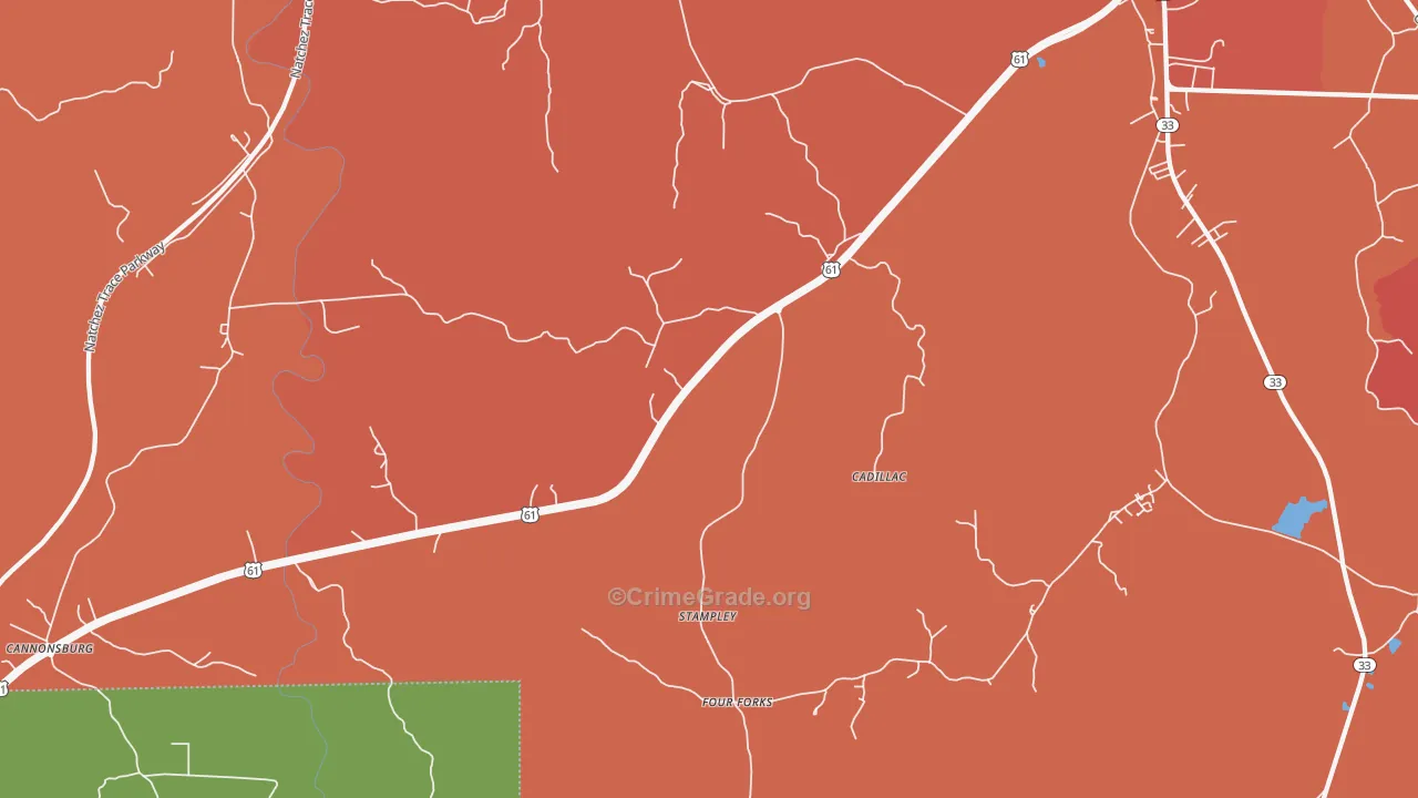 Stampley, MS Map of Burglary Rates