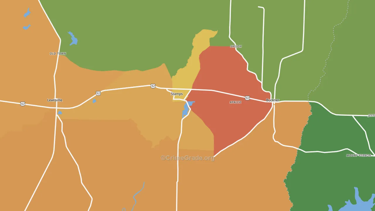 Stamps, AR Map of Burglary Rates