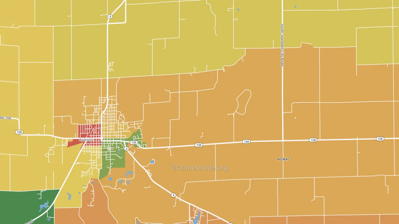Standard City, IL Map of Burglary Rates