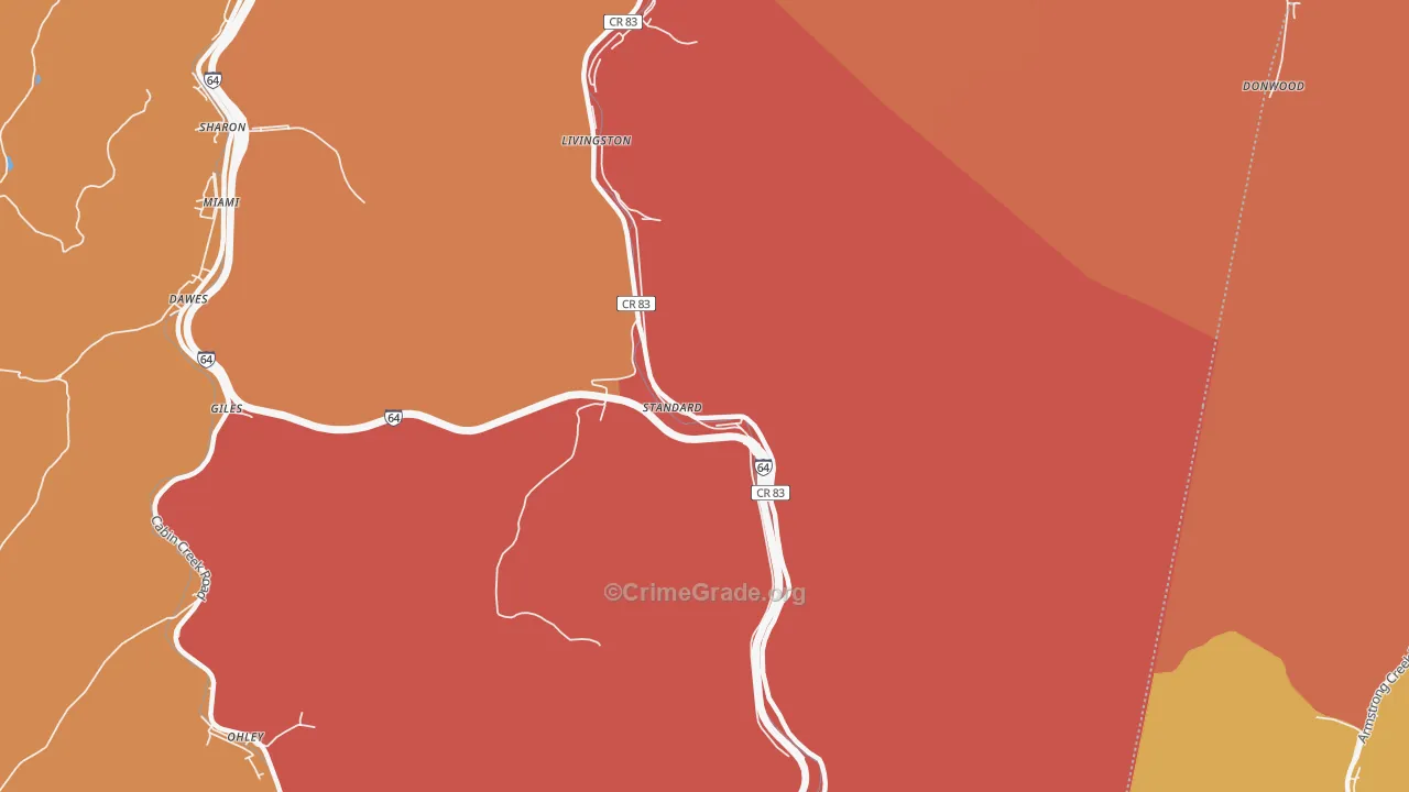 Standard, WV Map of Burglary Rates