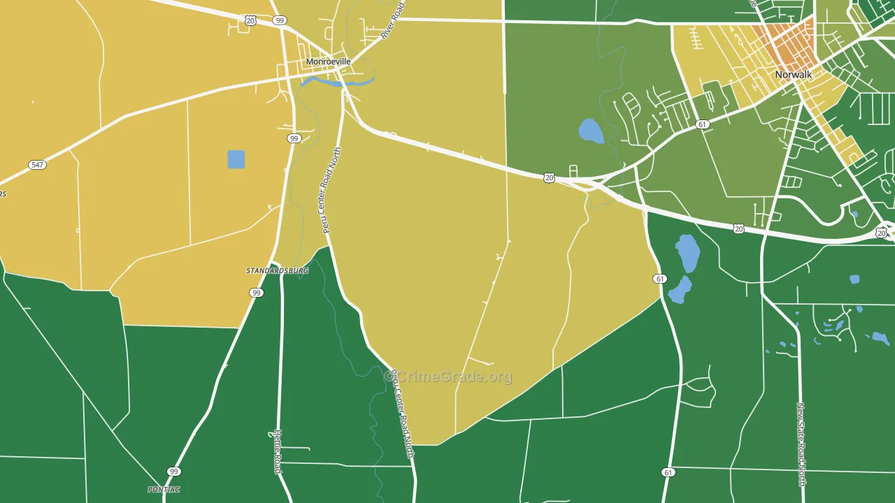 Standardsburg, OH Map of Burglary Rates