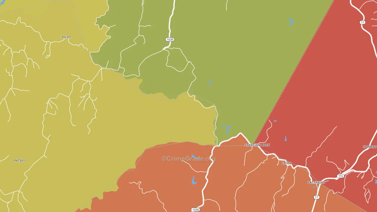Standing Rock, KY Map of Burglary Rates