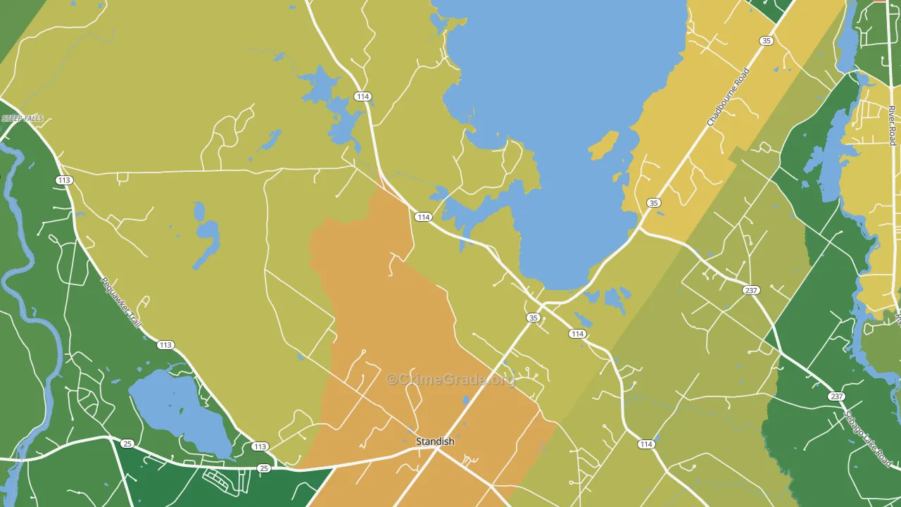 Standish, ME Map of Burglary Rates