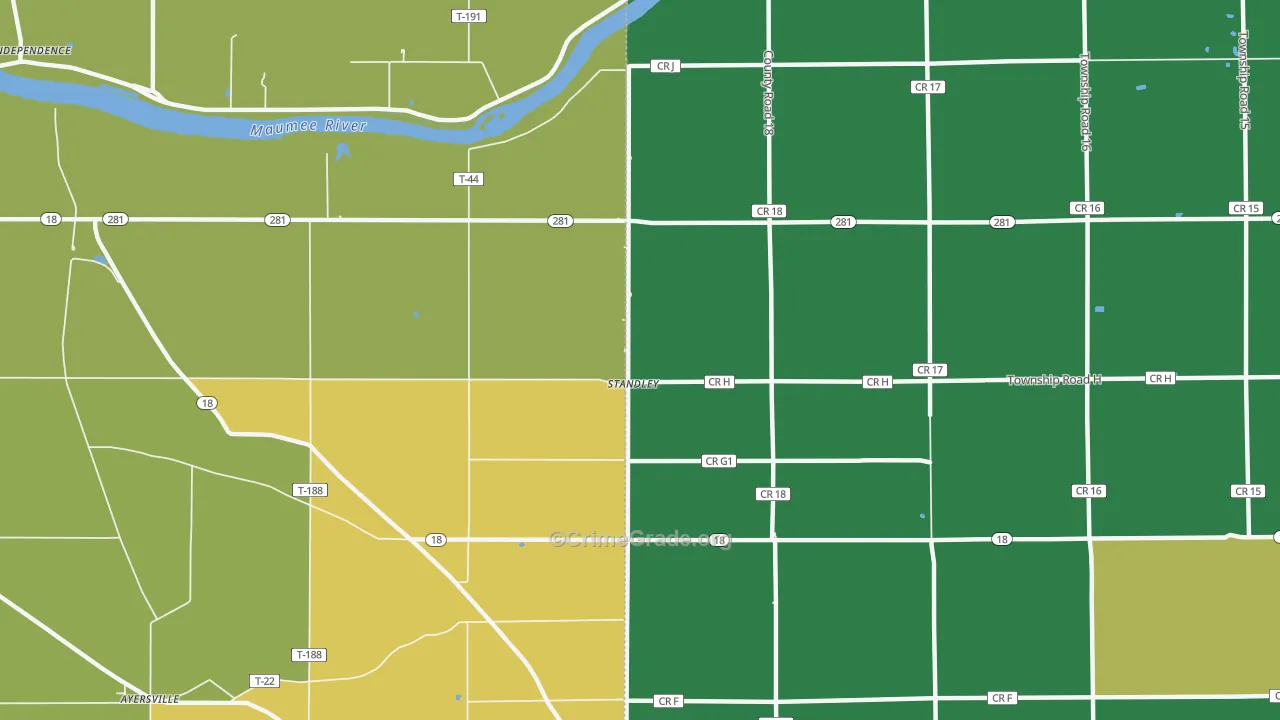 Standley, OH Map of Burglary Rates