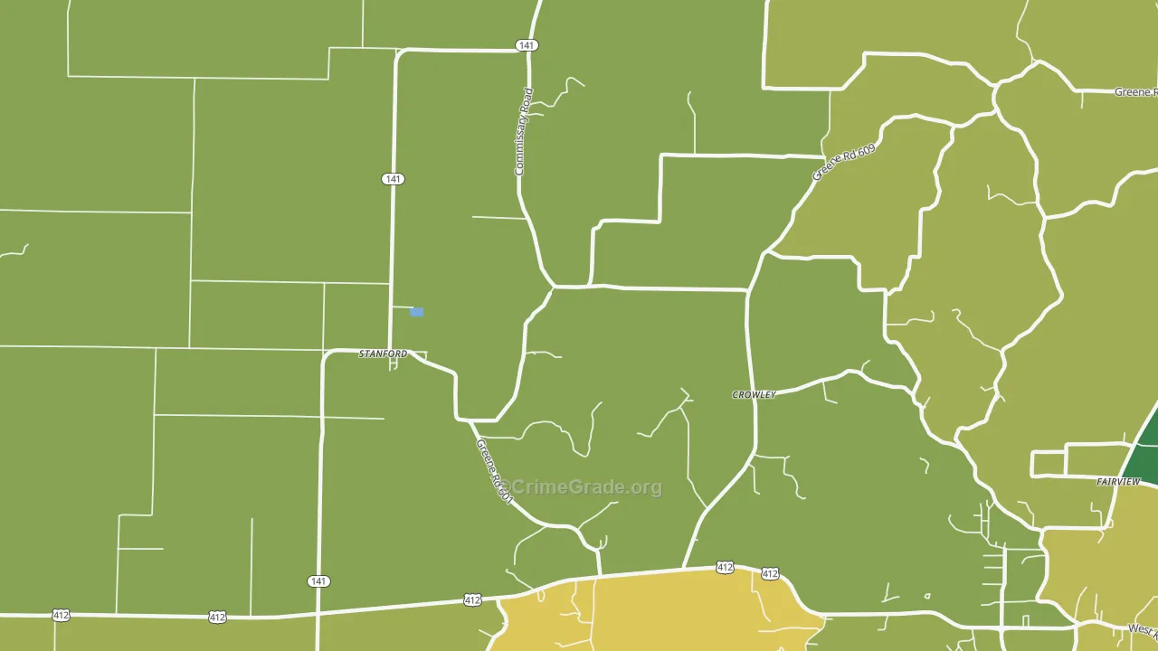 Stanford, AR Map of Burglary Rates