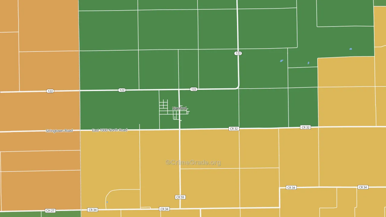 Stanford, IL Map of Burglary Rates