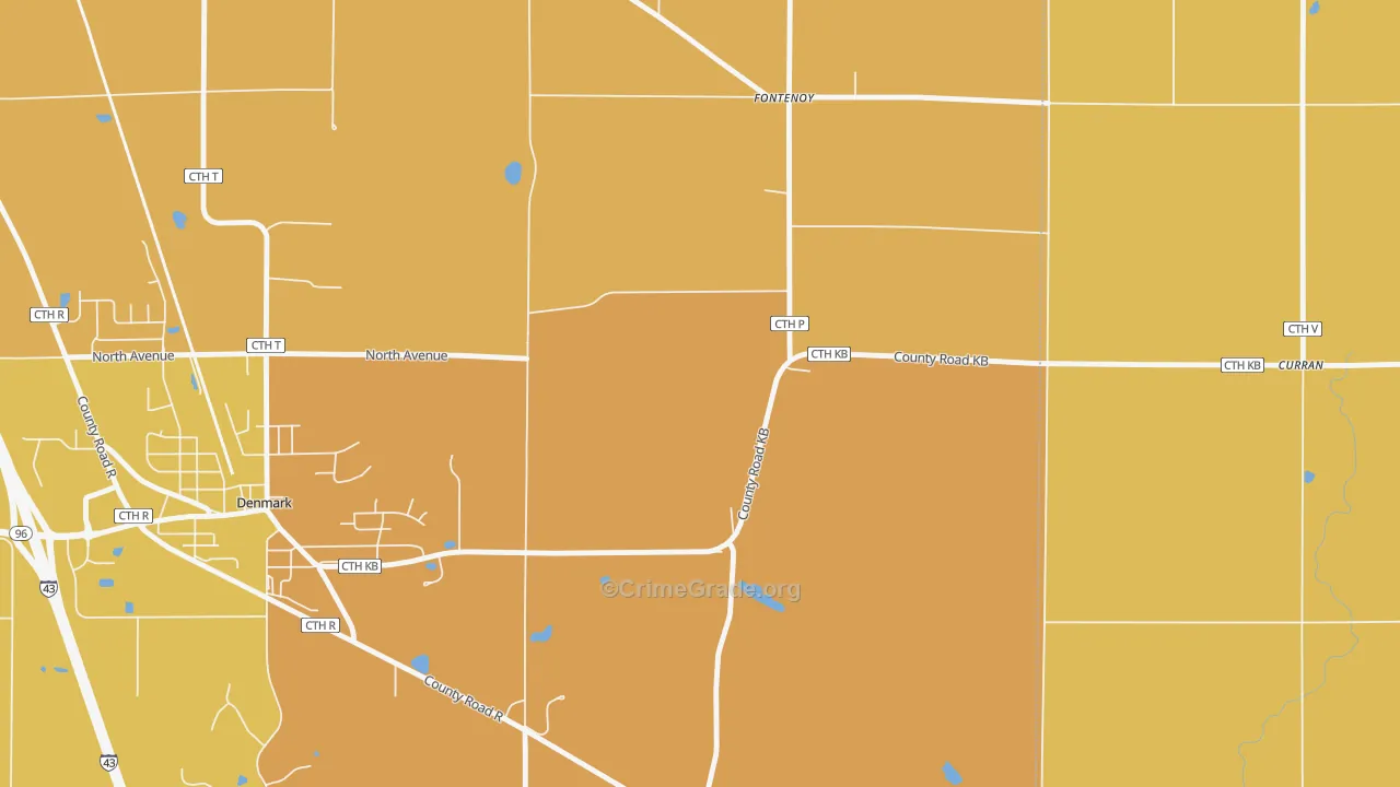 Stangelville, WI Map of Burglary Rates