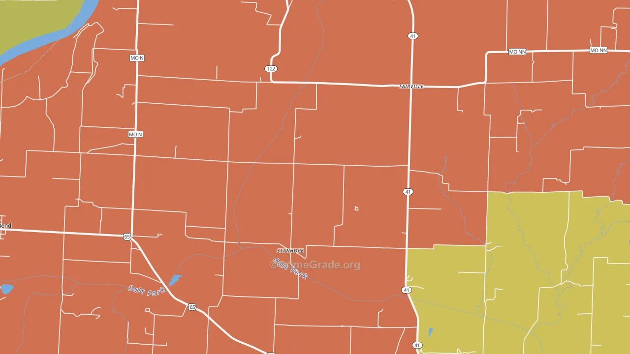 Stanhope, MO Map of Burglary Rates
