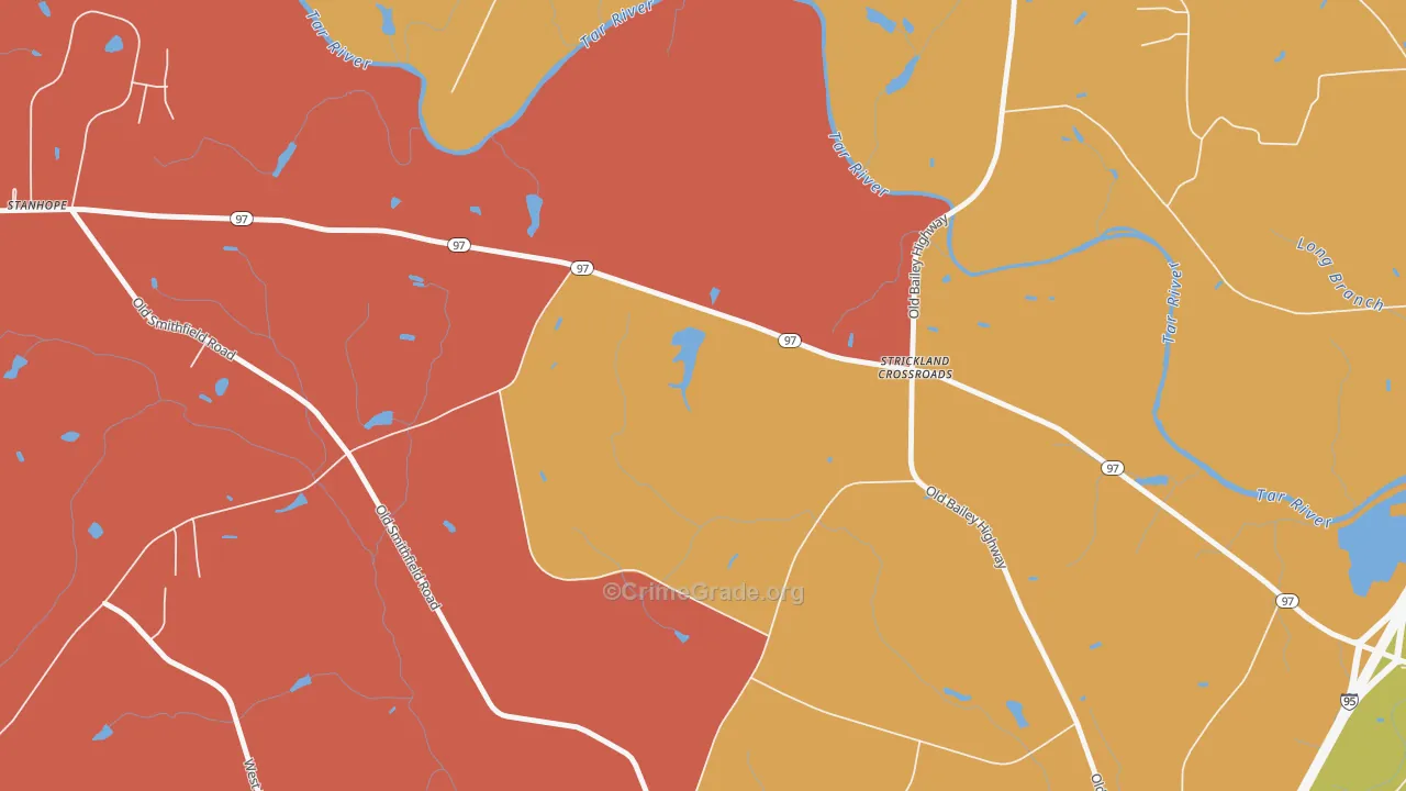 Stanhope, NC Map of Burglary Rates
